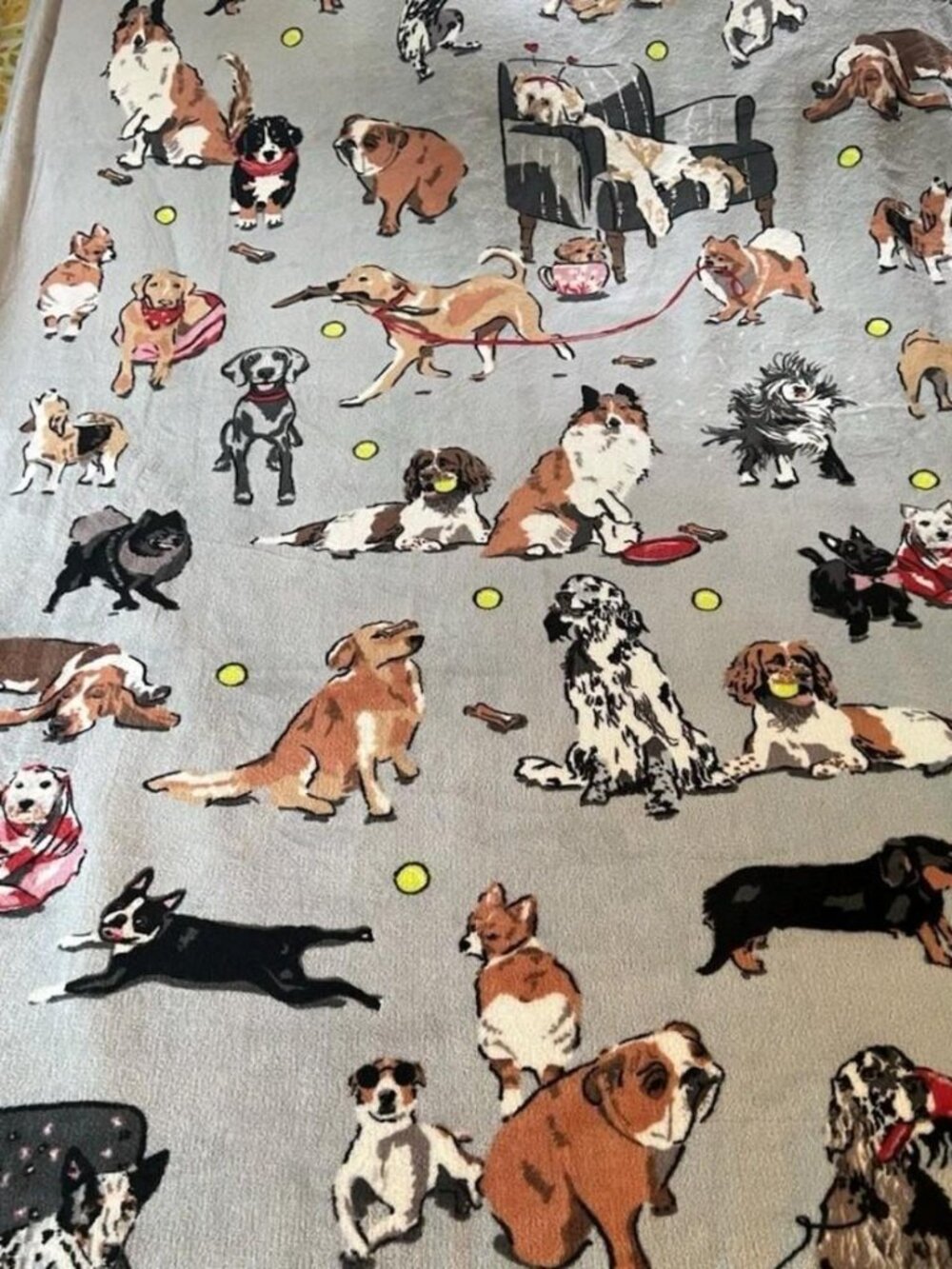 Vera Bradley Grey dog blanket with multicoloured dogs #doglover #blanket dog sho
